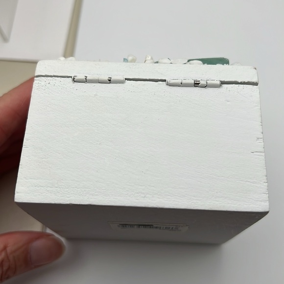 Wooden Box - Keepsake Box Oceanic Square Jewelry Box With Seashell And Starfish - Picture 7 of 9